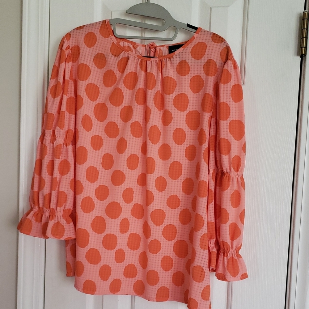 Who What Wear Pink Ruffled 3/4 Sleeve Blouse